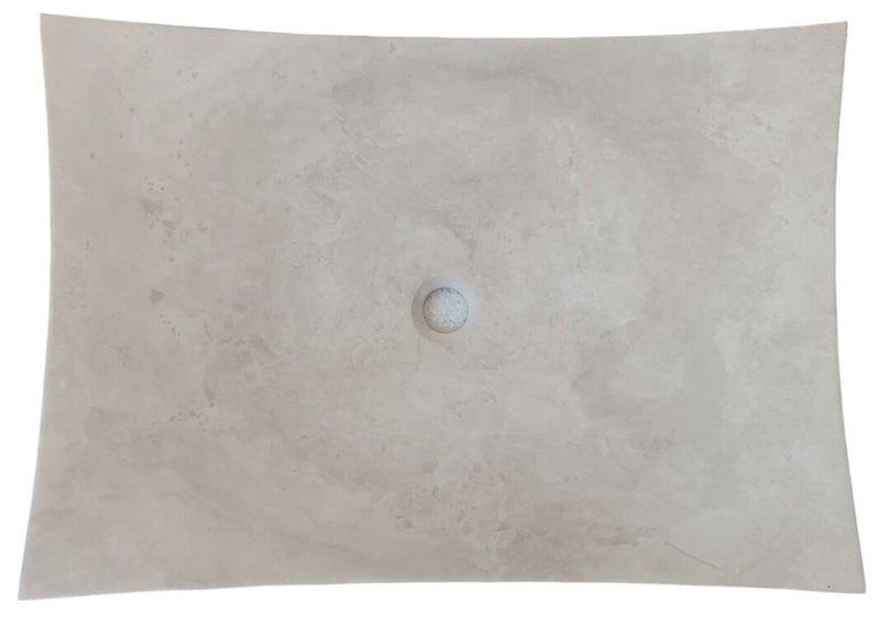 Natural Stone Light Travertine Unique Modern Special Design Customizable Vessel Sink (W)25.6" (L)17.7" (H)4.7" by GobekDesign