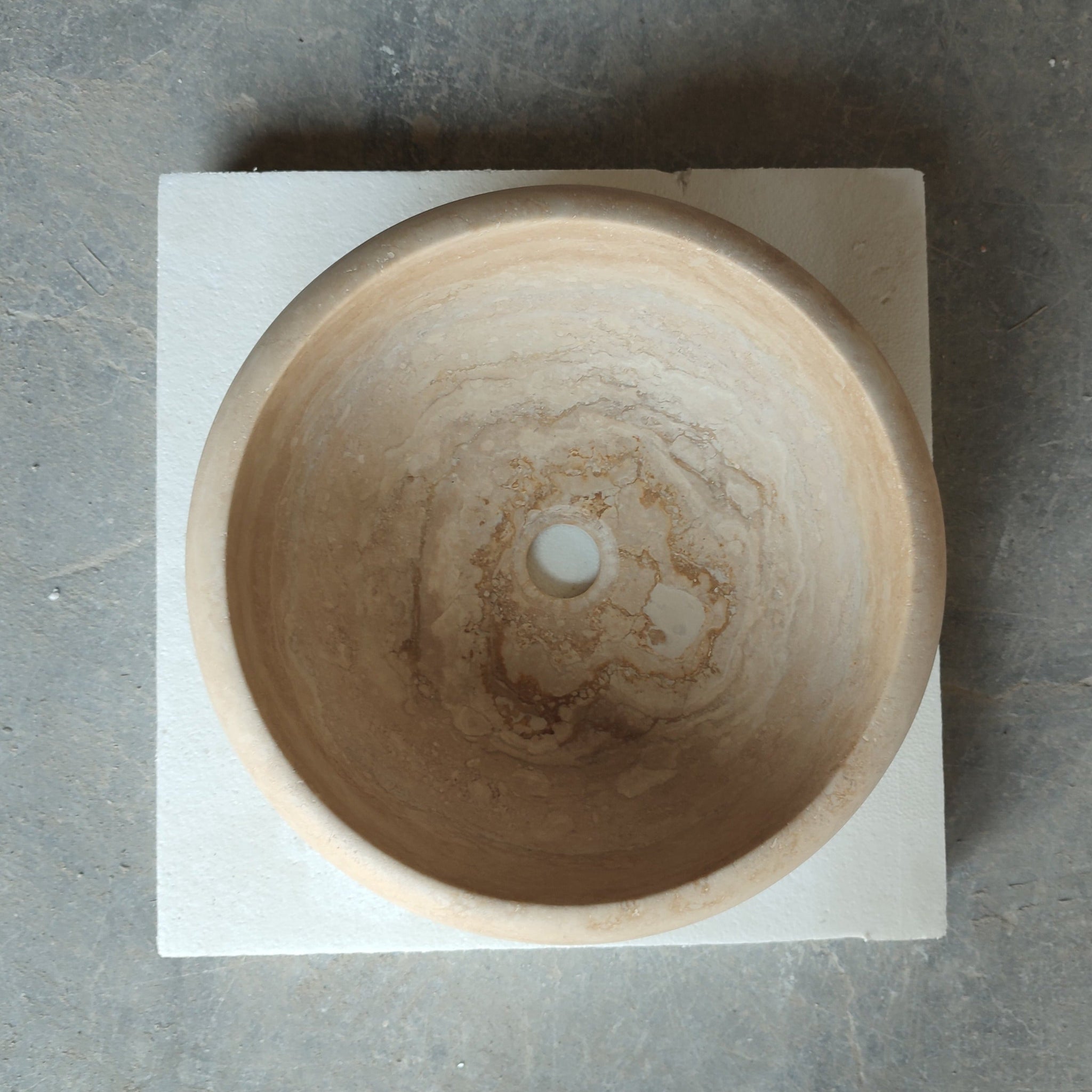 Natural Stone Light Travertine Vessel Sink (D)16" (H)6" by GobekDesign