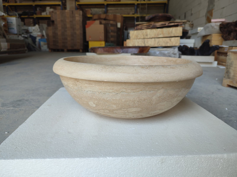 Natural Stone Light Travertine Vessel Sink (D)16" (H)6" by GobekDesign