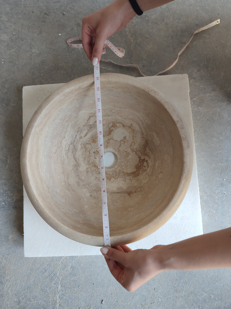 Natural Stone Light Travertine Vessel Sink (D)16" (H)6" by GobekDesign