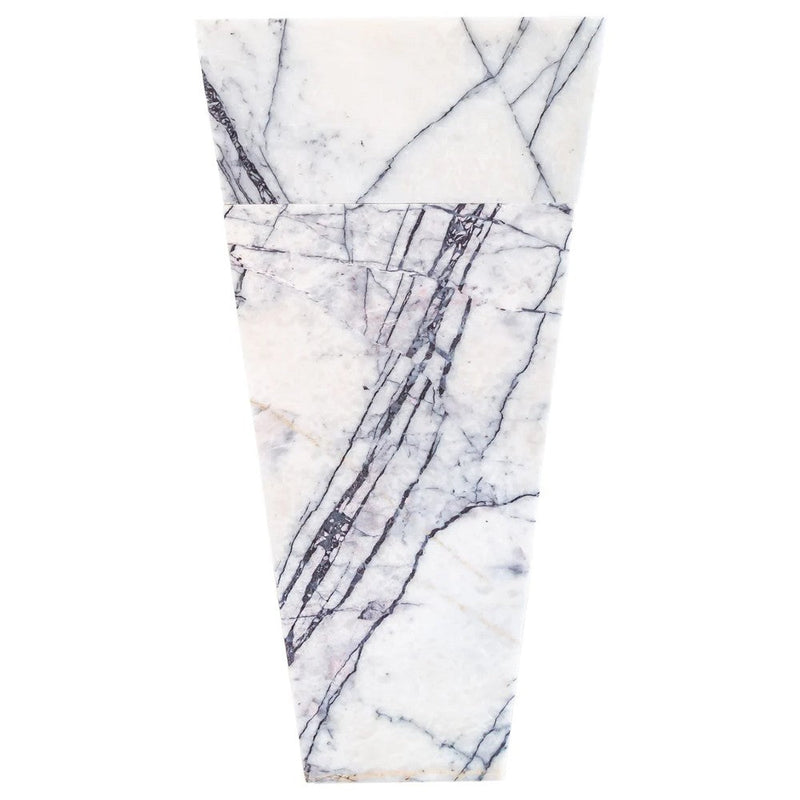 Natural Stone New York White Marble Pedestal Square Cone Shaped Sink Polished (W)16" (L)16" (H)36" SKU-NTRVS25 product shot front view stand-alone