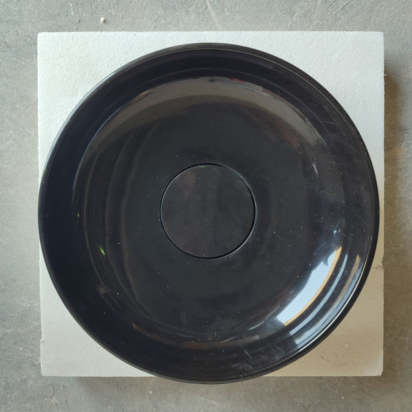 Natural Stone Black Marble Toros Handcrafted Above Counter Vessel Sink Polished 16x5