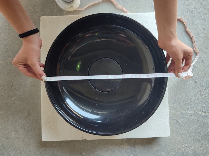 Natural Stone Toros Black Marble Above Counter Vessel Sink Polished (D)16" (H)5" by GobekDesign