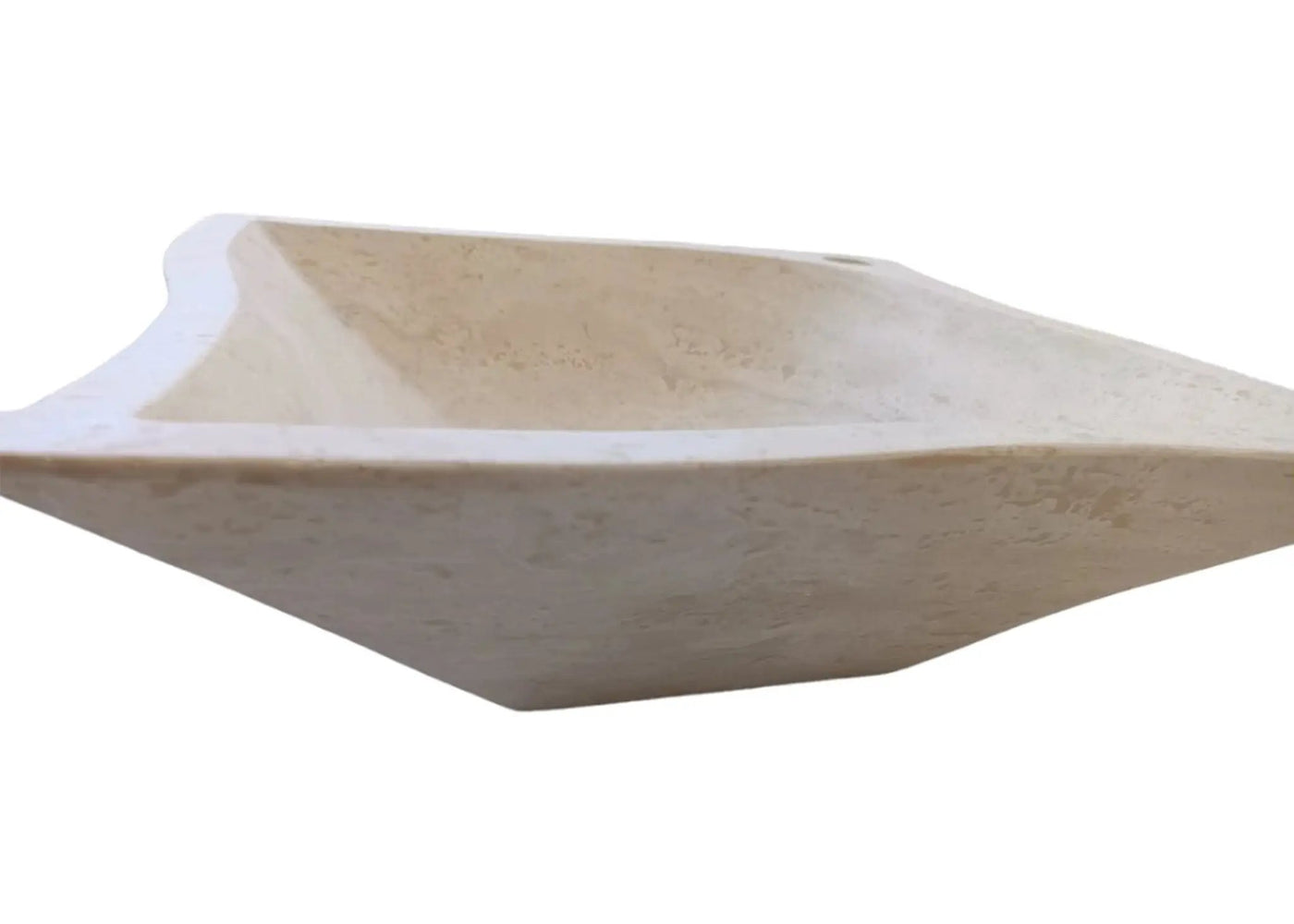 Travertine Vessel Sink - Handcrafted Turkish Modern 17.7 Square by GobekDesign