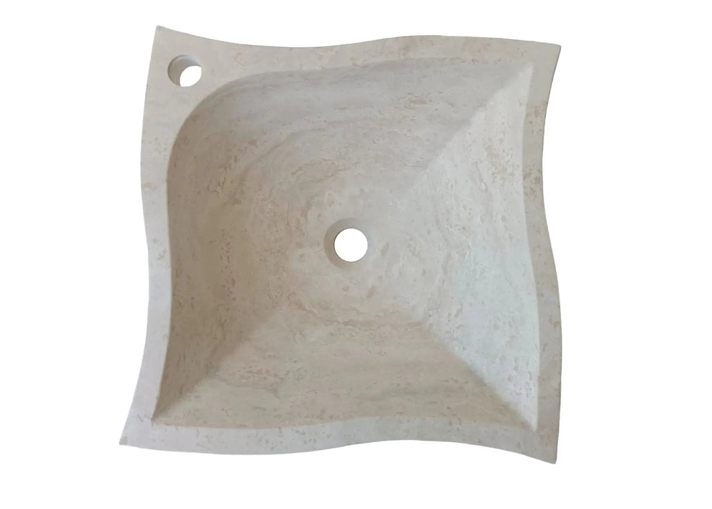 Travertine Vessel Sink - Handcrafted Turkish Modern 17.7 Square by GobekDesign