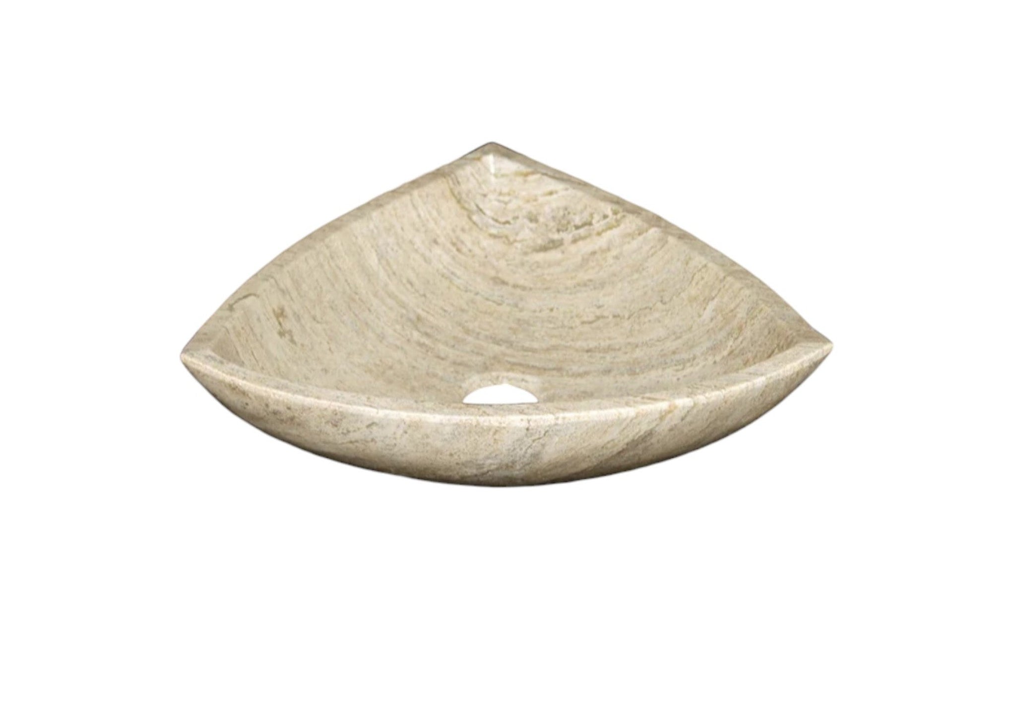 Natural Stone Light Travertine Vein-cut Special Design Vessel Sink Polished (W)16" (L)16" (H)6" by GobekDesign