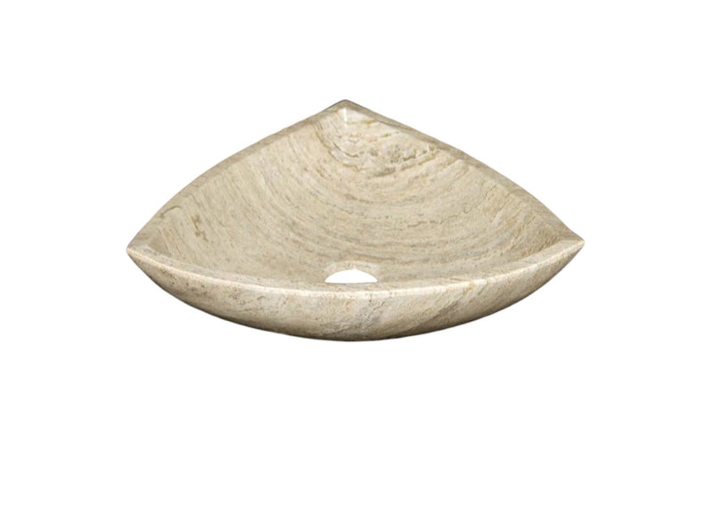 Natural Stone Light Travertine Vein-cut Special Design Vessel Sink Polished (W)16" (L)16" (H)6" by GobekDesign