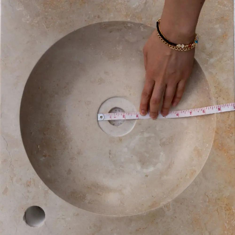 Travertine Light Beige Above Counter Wavy Vessel Sink 16x27.5 by GobekDesign