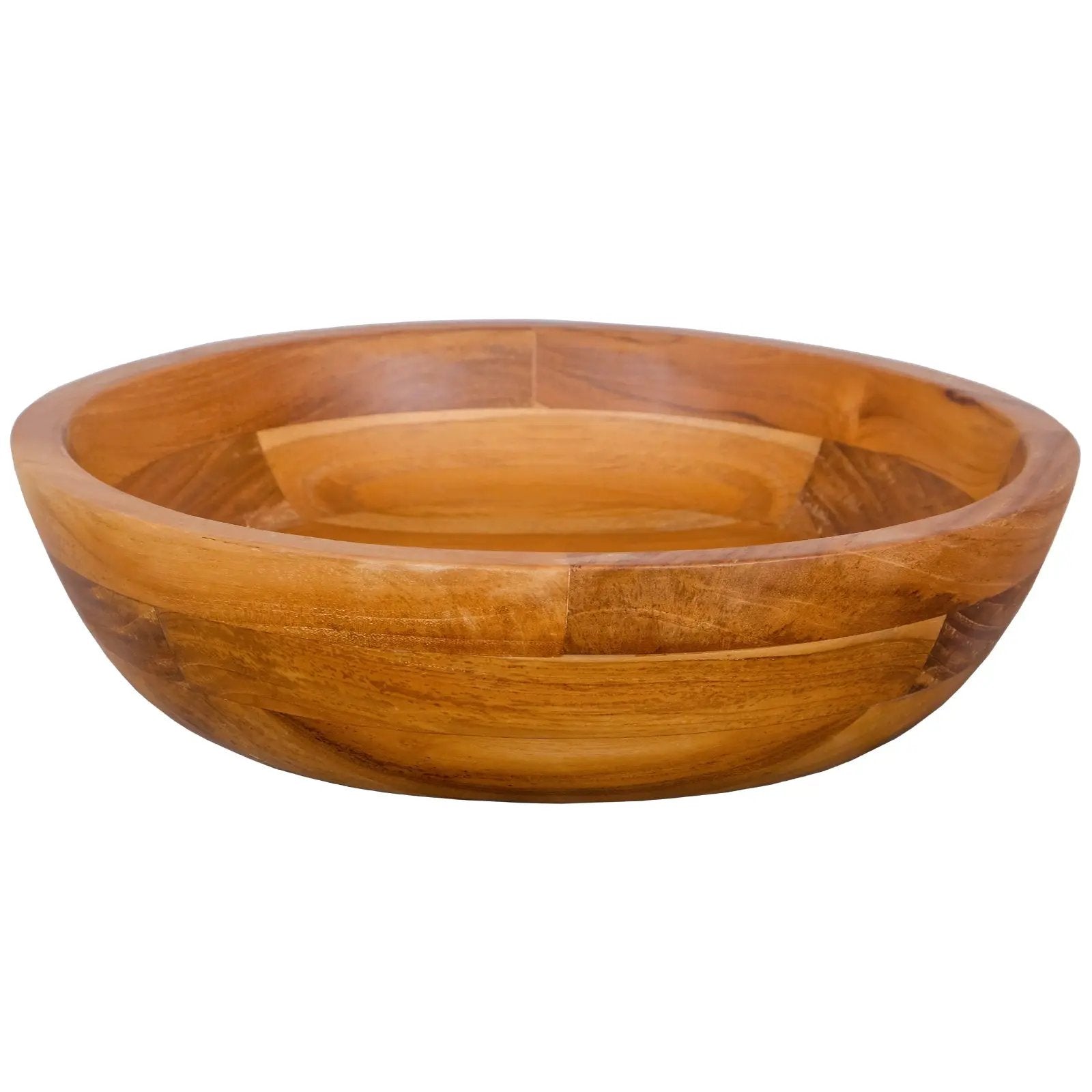 16 Inch Teak Wood Washbasin with Drainage Hole and Rounded Corners by DirectDeals