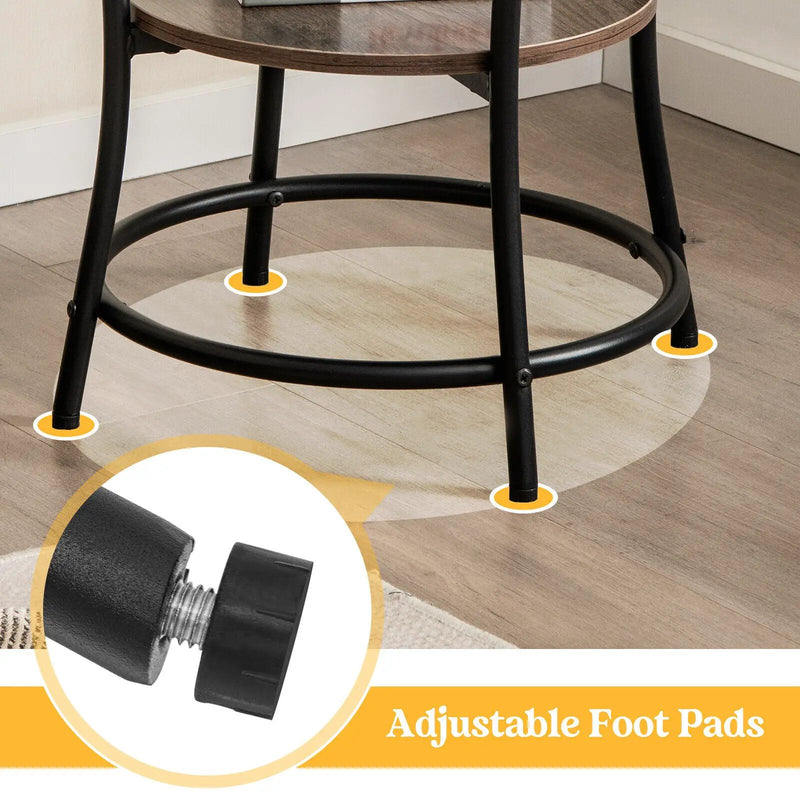 2-Tier Round End Table with Open Storage Shelf and Sturdy Metal Frame by DirectDeals