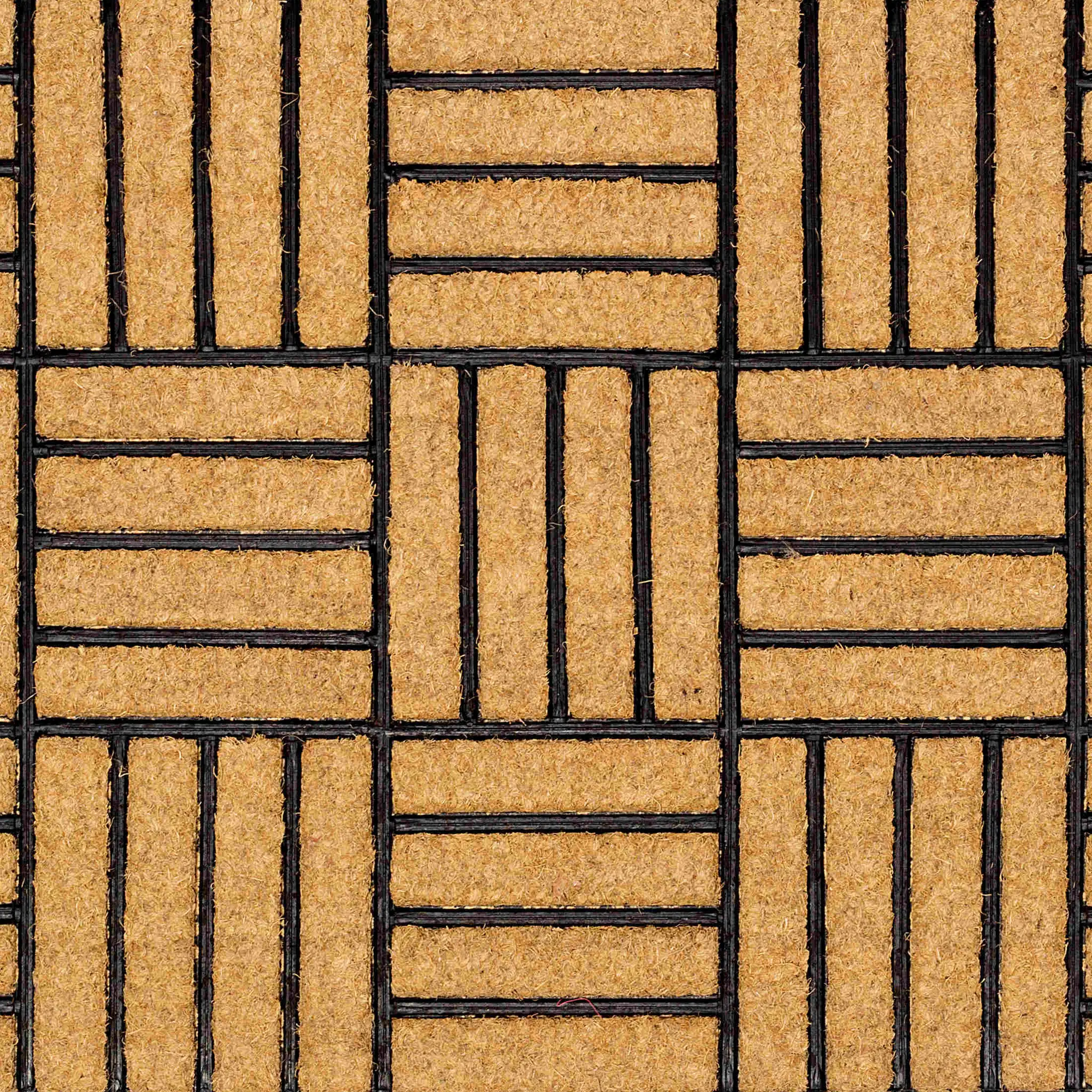 Natural Brushed Coir Parquet Doormat Rubber, Durable by Fab Habitat