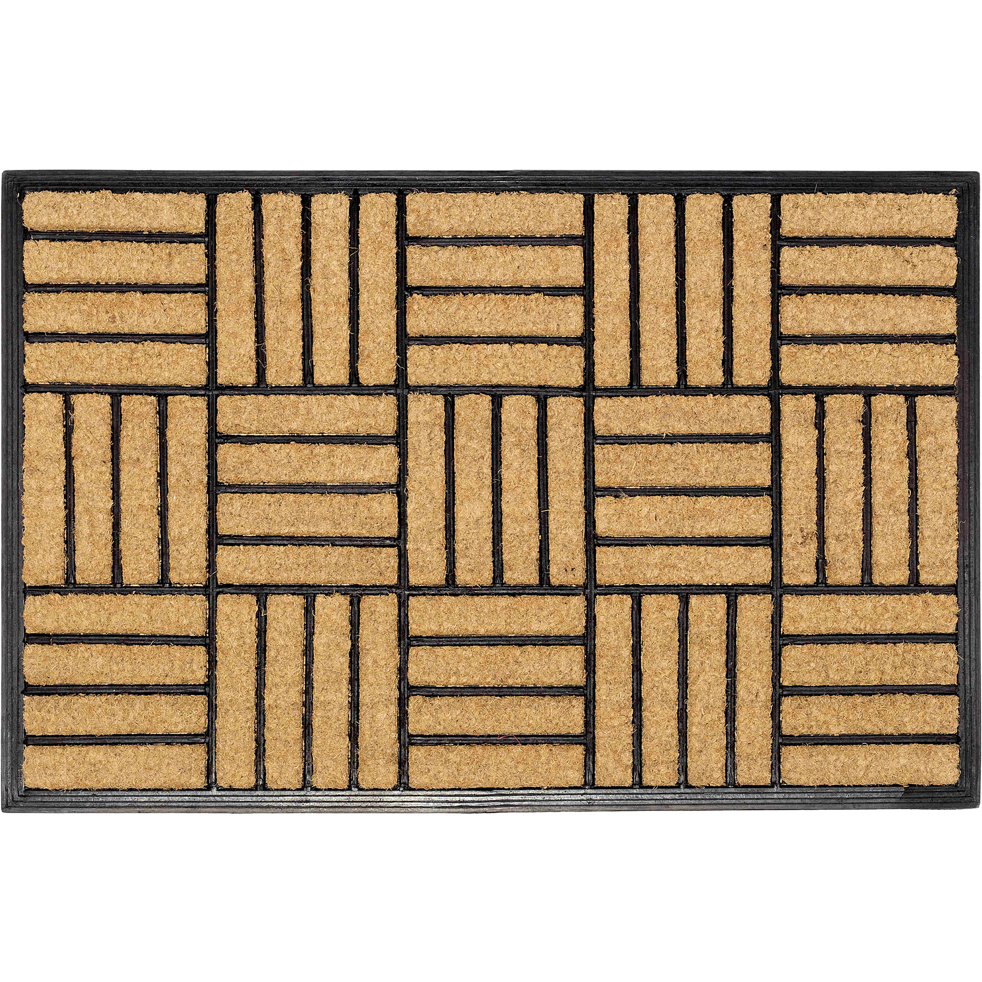 Natural Brushed Coir Parquet Doormat Rubber, Durable by Fab Habitat