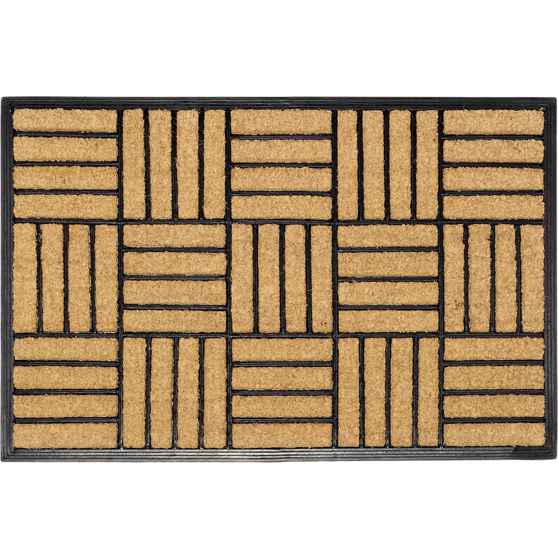 Natural Brushed Coir Parquet Doormat Rubber, Durable by Fab Habitat