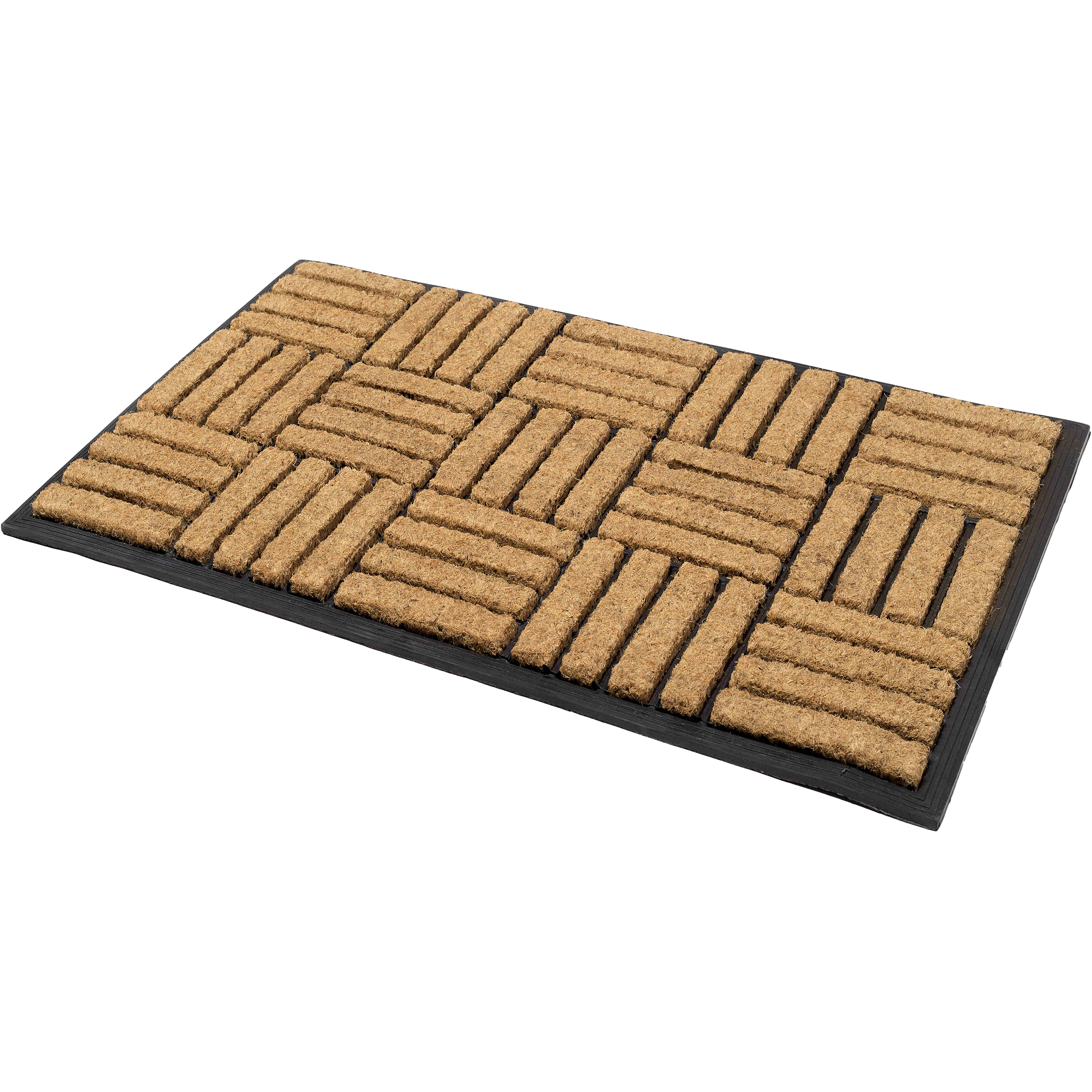 Natural Brushed Coir Parquet Doormat Rubber, Durable by Fab Habitat