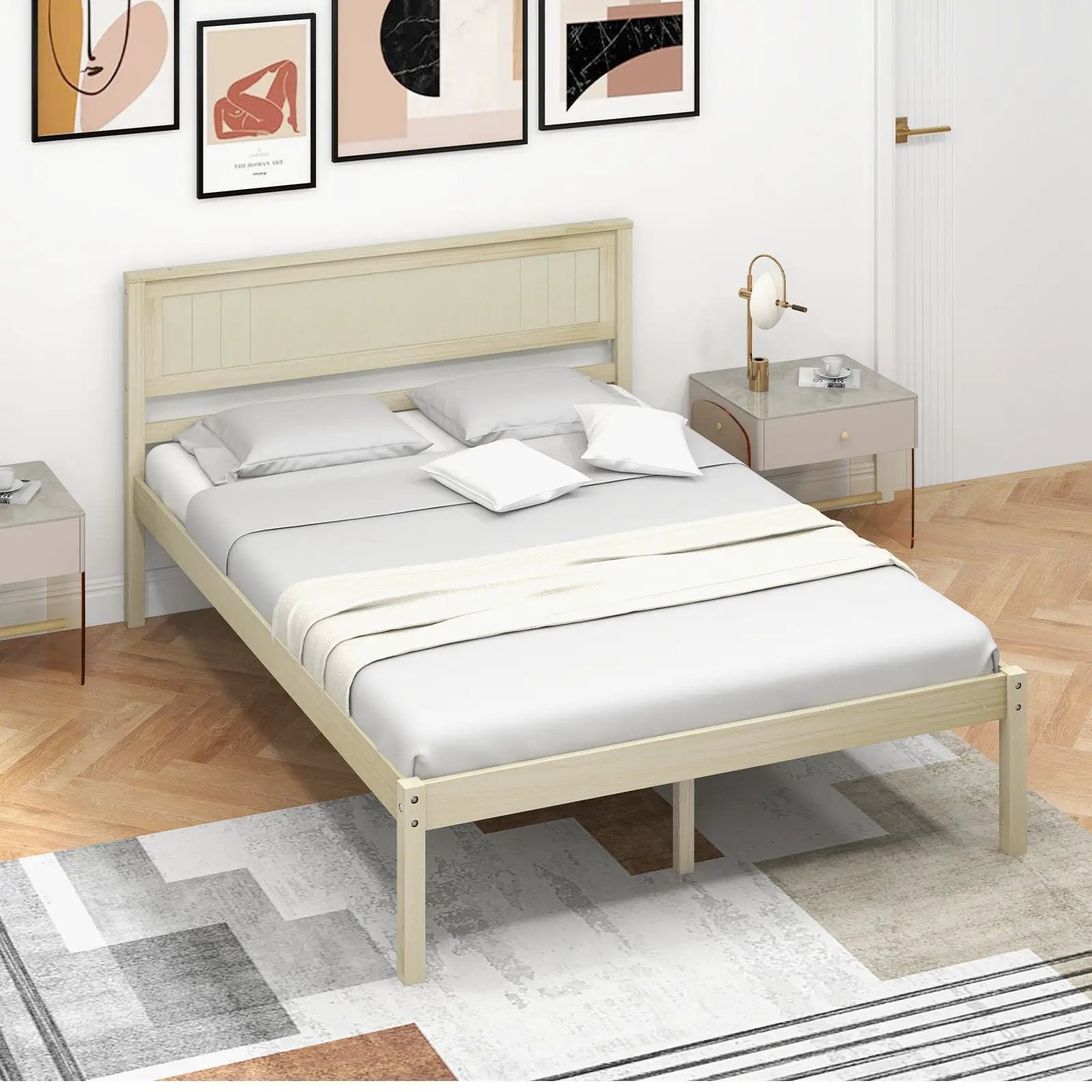 Twin/Full/Queen Size Wooden Bed Frame with Headboard and Slat Support by DirectDeals