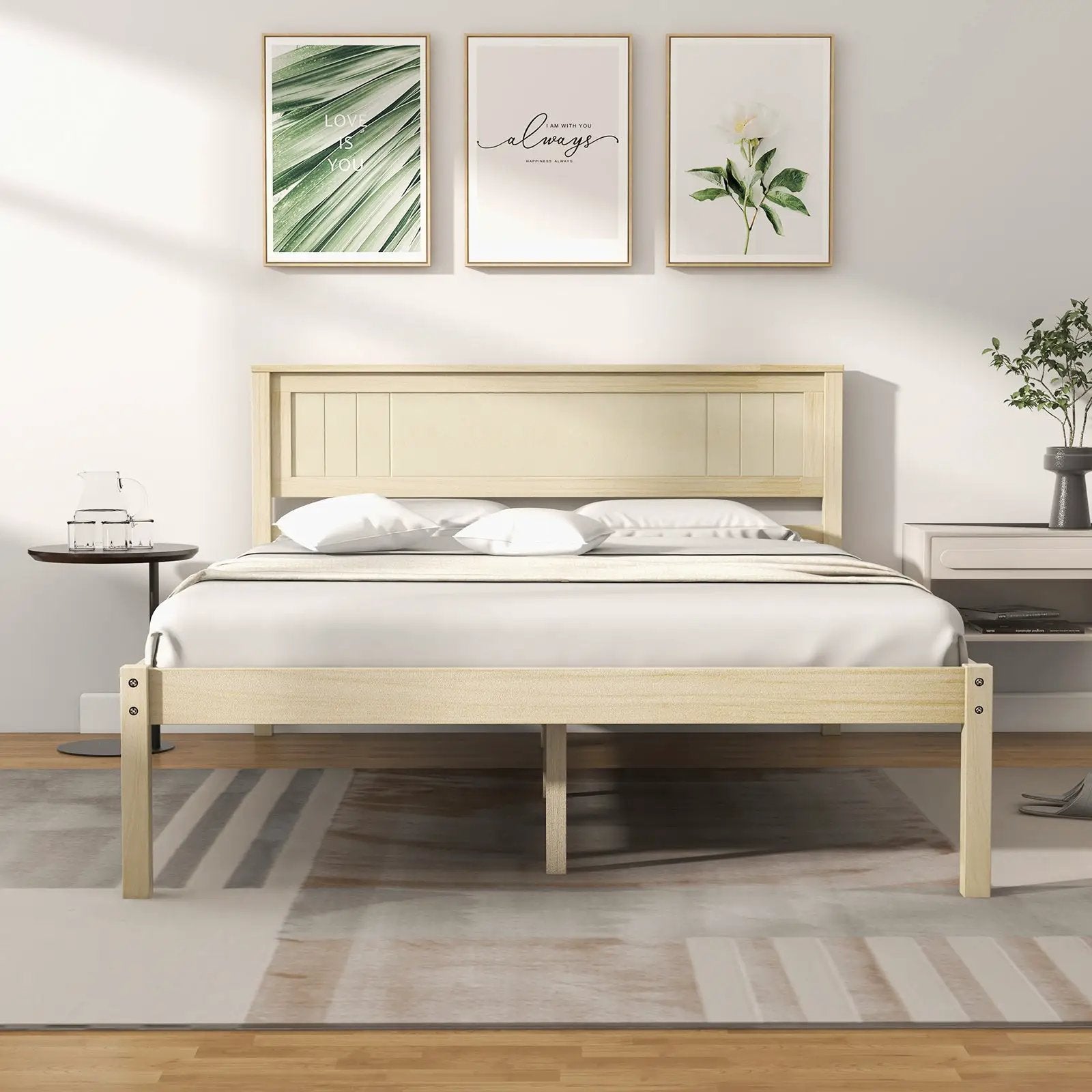 Twin/Full/Queen Size Wooden Bed Frame with Headboard and Slat Support by DirectDeals