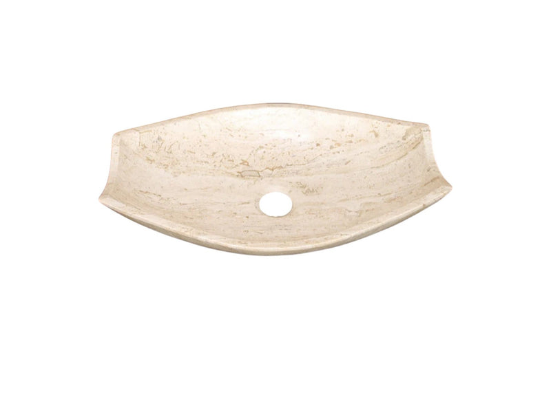 Natural Polished Stone Vessel Travertine Sink (W)20" (L)12.5" (H)4.5" by GobekDesign