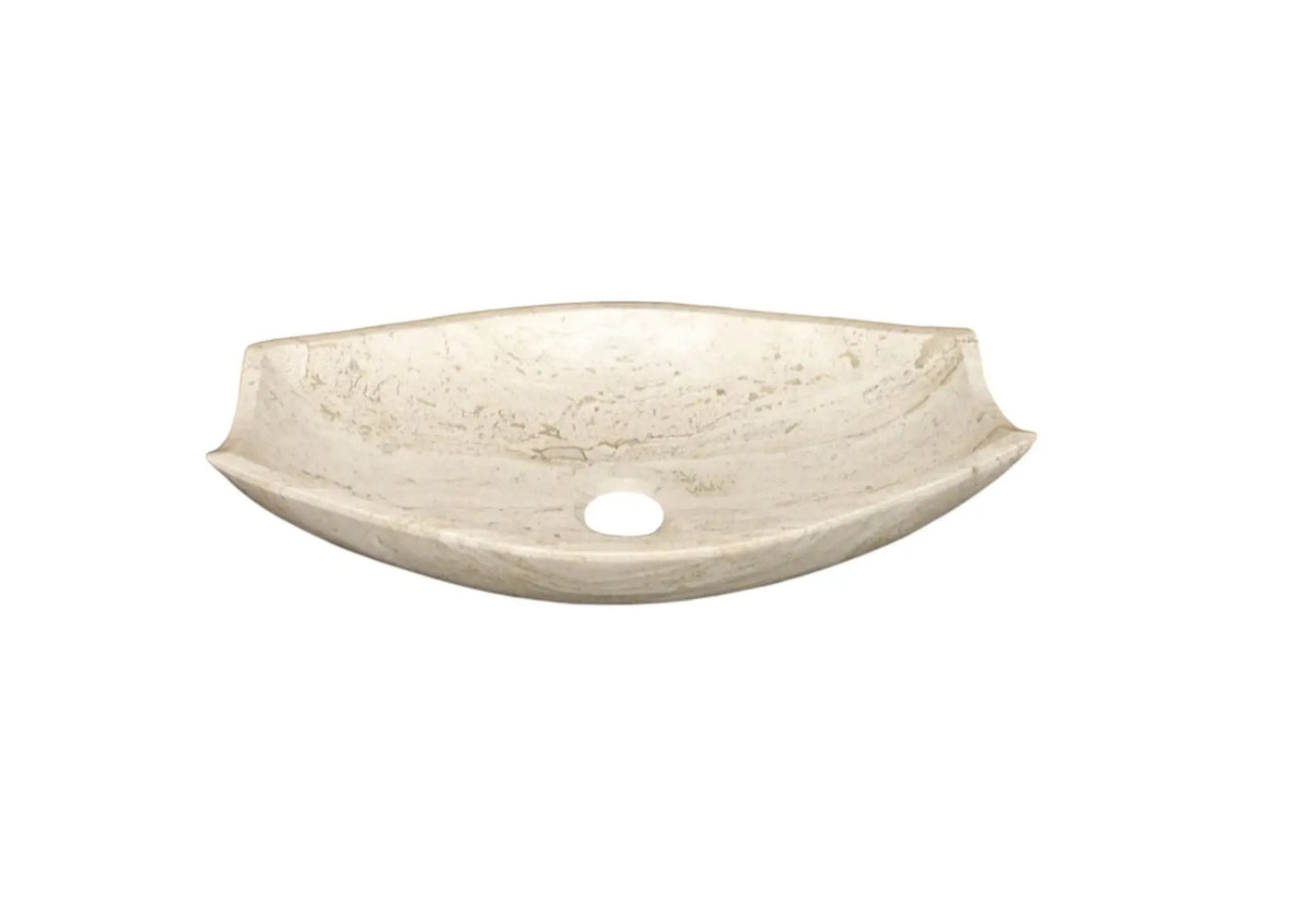 Handcrafted Authentic Polished Turkish Travertine Natural Stone Vessel Sink 20x12.5 by GobekDesign