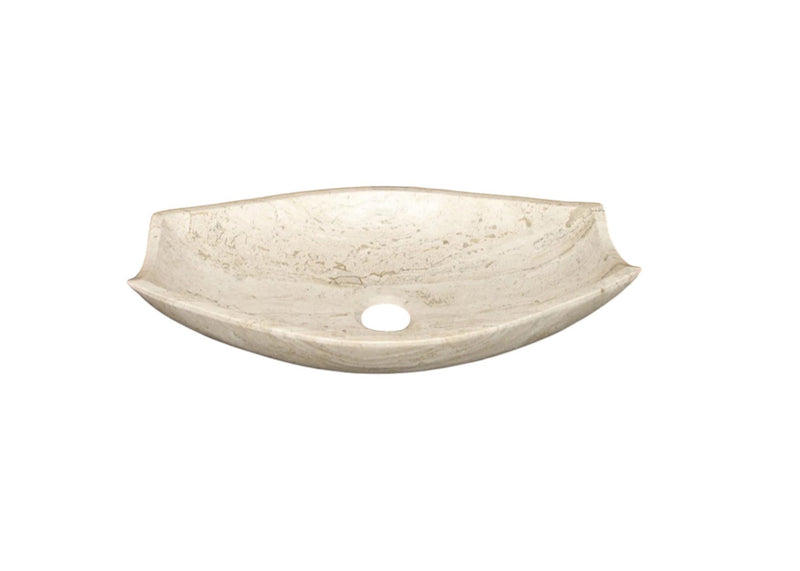 Natural Polished Stone Vessel Travertine Sink (W)20" (L)12.5" (H)4.5" by GobekDesign