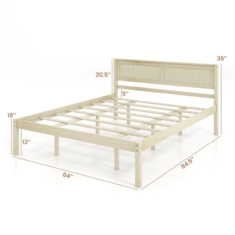 Twin/Full/Queen Size Wooden Bed Frame with Headboard and Slat Support by DirectDeals