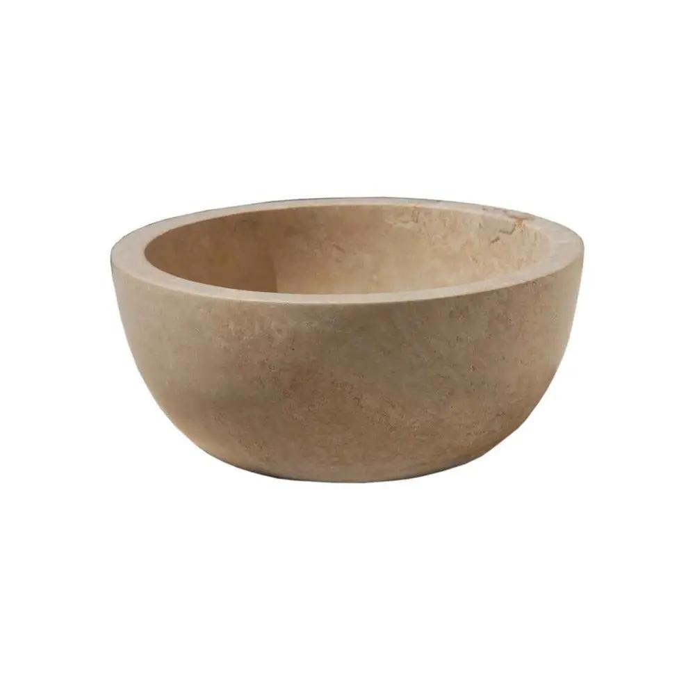Natural Stone Turkish Travertine Vessel Sink 14 Inch Diameter 6 Inch Height Classic by GobekDesign