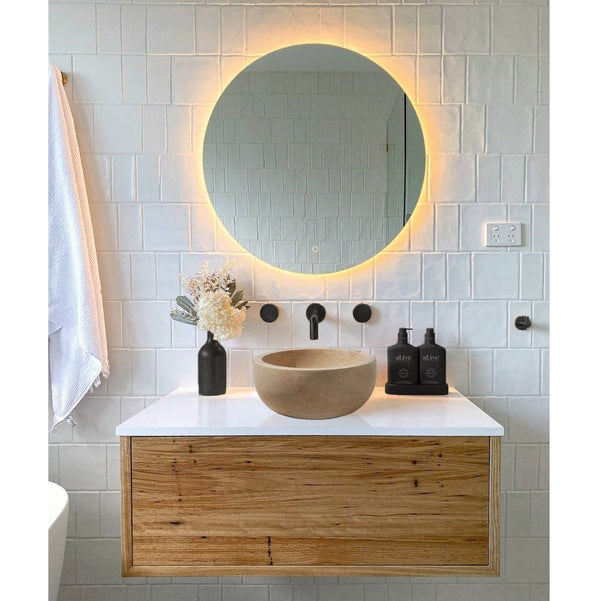 Natural Stone Turkish Travertine Vessel Sink 14 Inch Diameter 6 Inch Height Classic