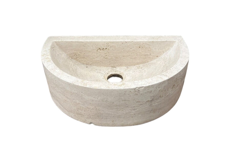 Natural Stone Deep Half Light Travertine Special Design Vessel Sink Honed and Filled (W)10" (L)16.3" (H)4.5" by GobekDesign