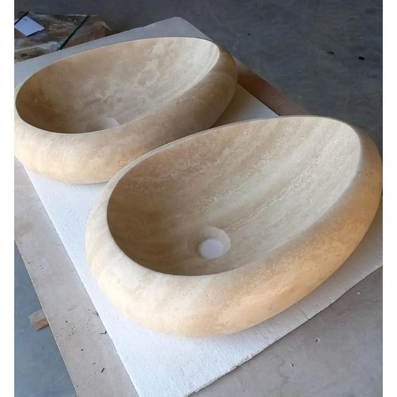 Natural Stone Drop Shape Travertine Sink (W)14" (L)20" (H)4.7" by GobekDesign