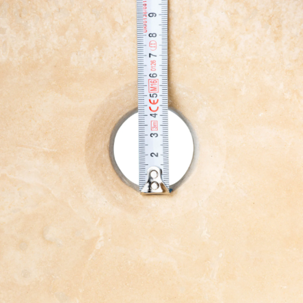 Light Travertine Pumpkin Shaped Vessel Sink Honed Natural Stone 16 x 6 Inches by GobekDesign