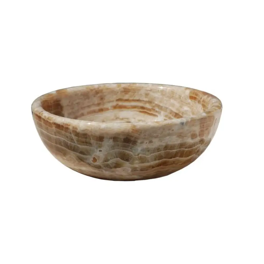 Honey Onyx Natural Stone Handcrafted Vessel Sink 16 inch Diameter by GobekDesign