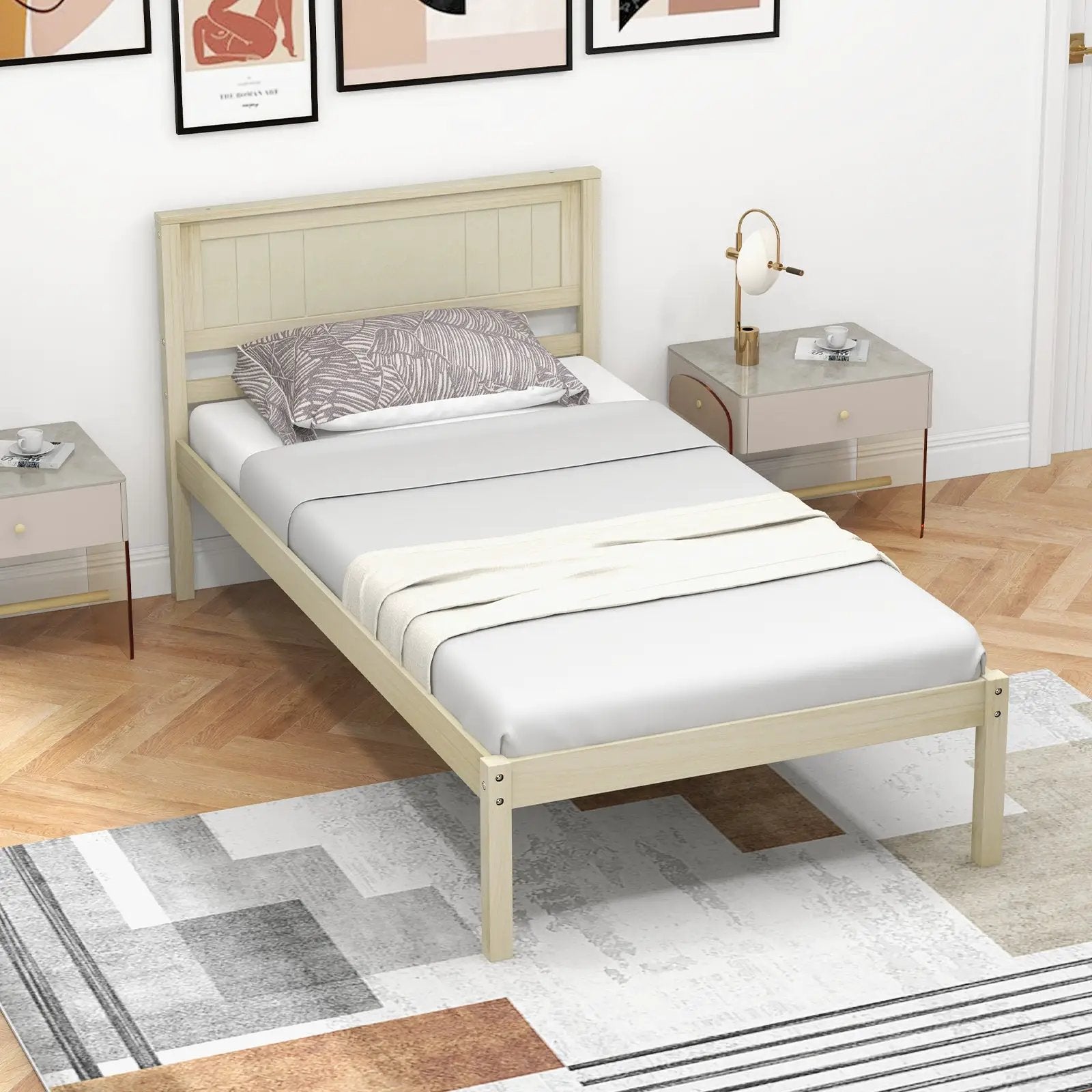 Twin/Full/Queen Size Wooden Bed Frame with Headboard and Slat Support by DirectDeals