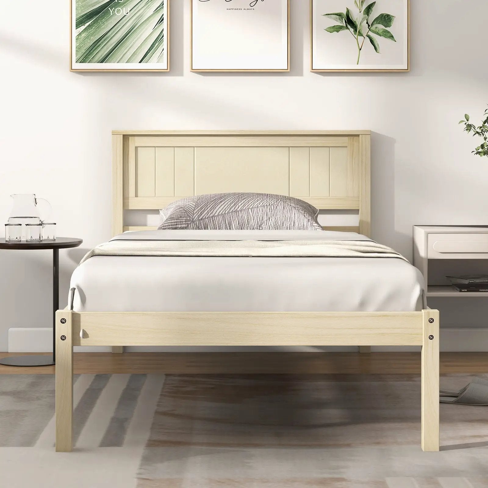 Twin/Full/Queen Size Wooden Bed Frame with Headboard and Slat Support by DirectDeals
