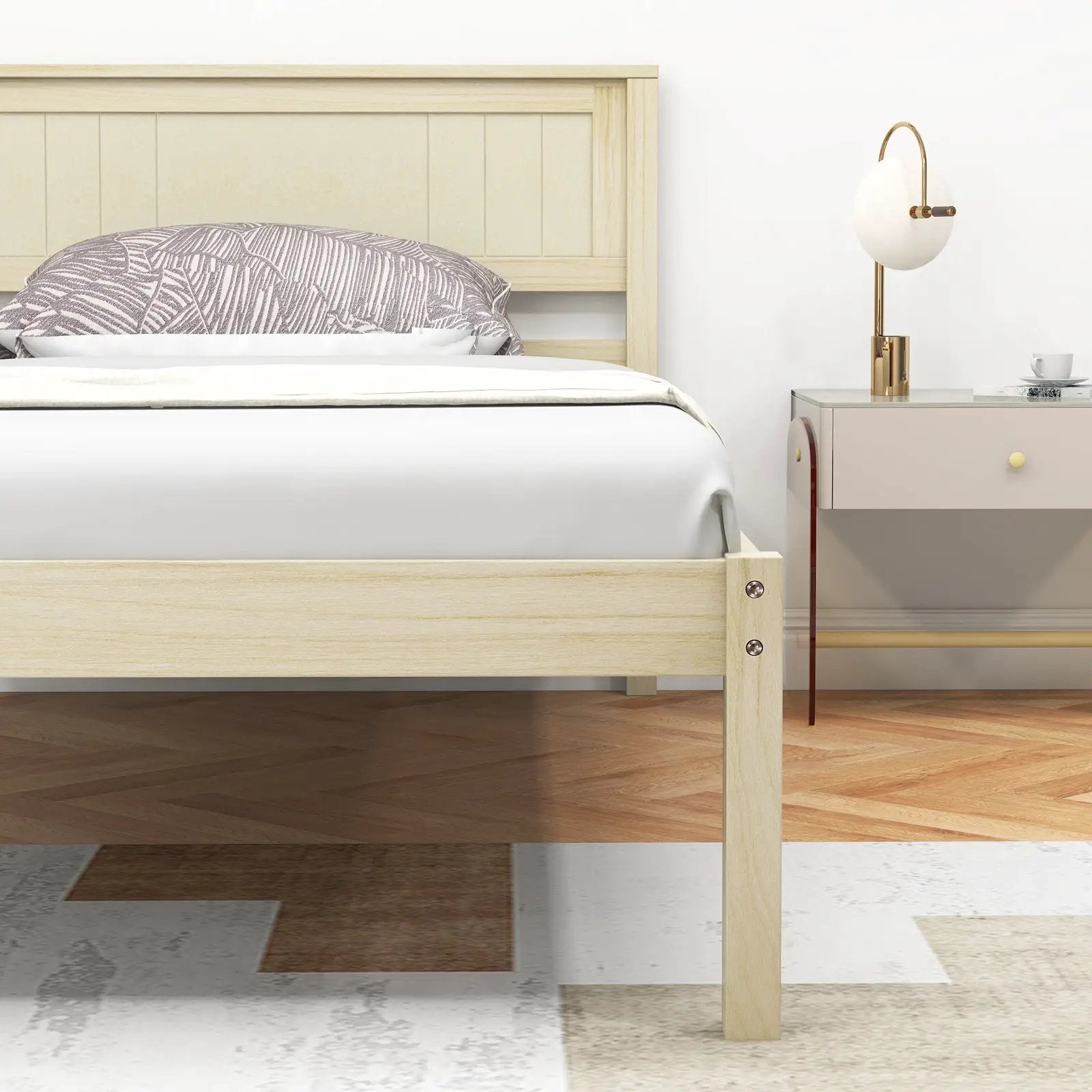 Twin/Full/Queen Size Wooden Bed Frame with Headboard and Slat Support by DirectDeals