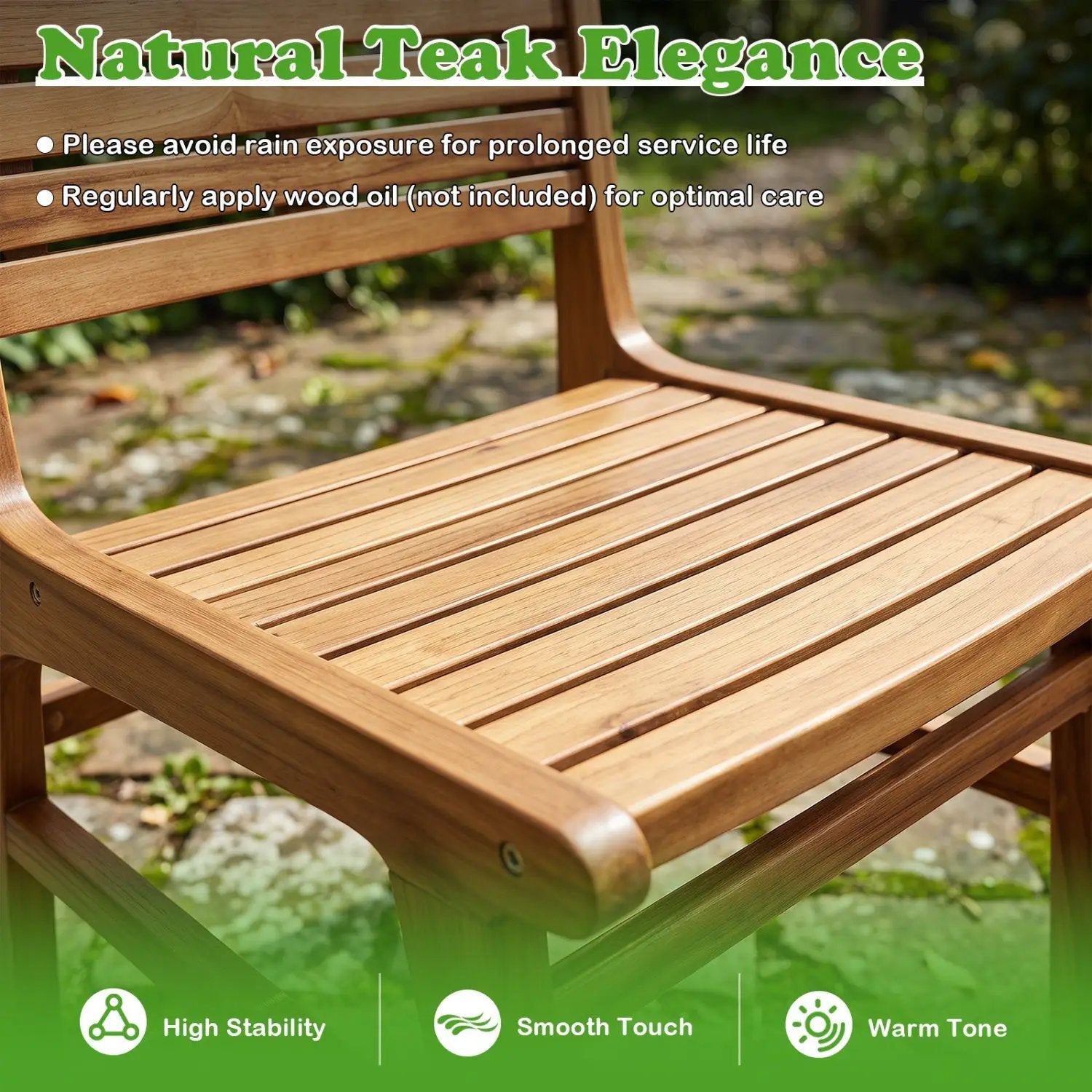 Teak Wood Patio Dining Chair with Slanted Back by DirectDeals