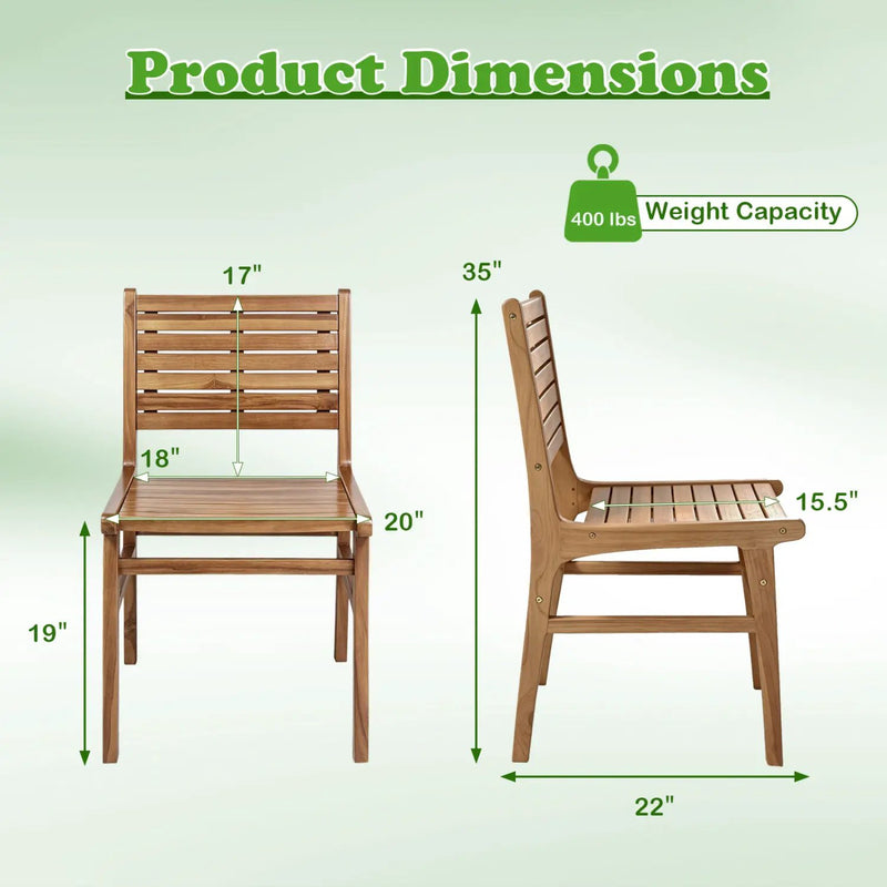 Teak Wood Patio Dining Chair with Slanted Back by DirectDeals