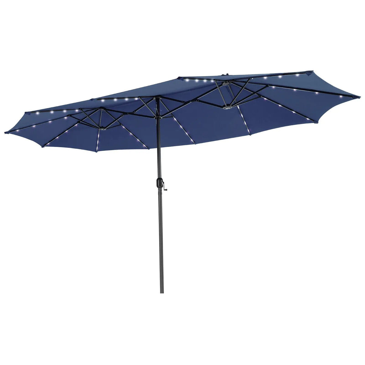 15 Feet Twin Patio Umbrella with 48 Solar LED Lights by DirectDeals