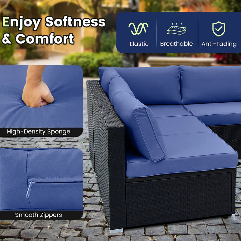 10 Piece Outdoor Wicker Conversation Set with Seat and Back Cushions by DirectDeals