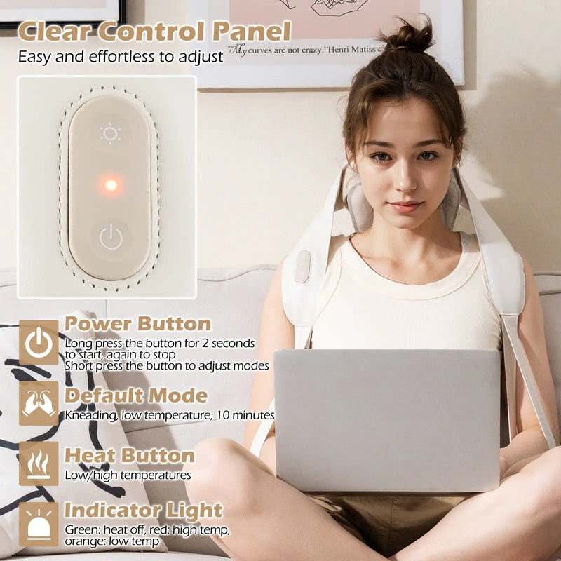 Neck Shoulder Massager with 2 Heat Levels for Pain Relief by DirectDeals