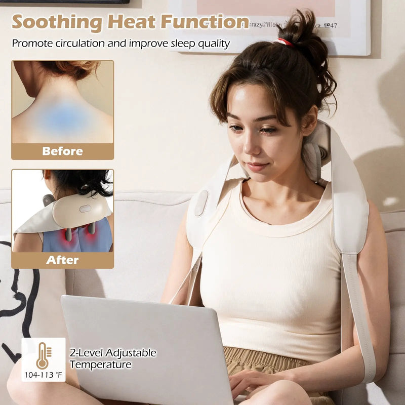 Neck Shoulder Massager with 2 Heat Levels for Pain Relief by DirectDeals