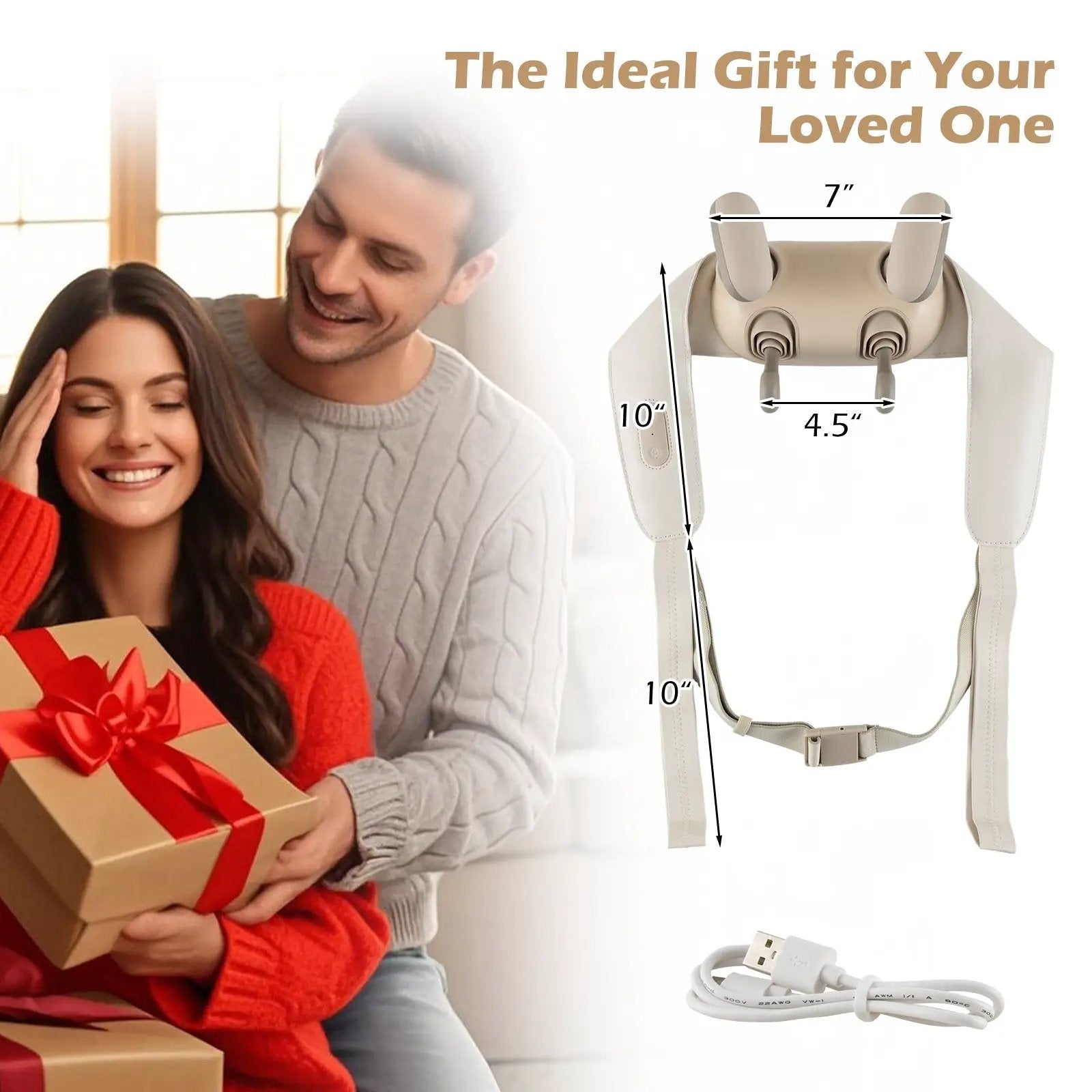 Neck Shoulder Massager with 2 Heat Levels for Pain Relief by DirectDeals