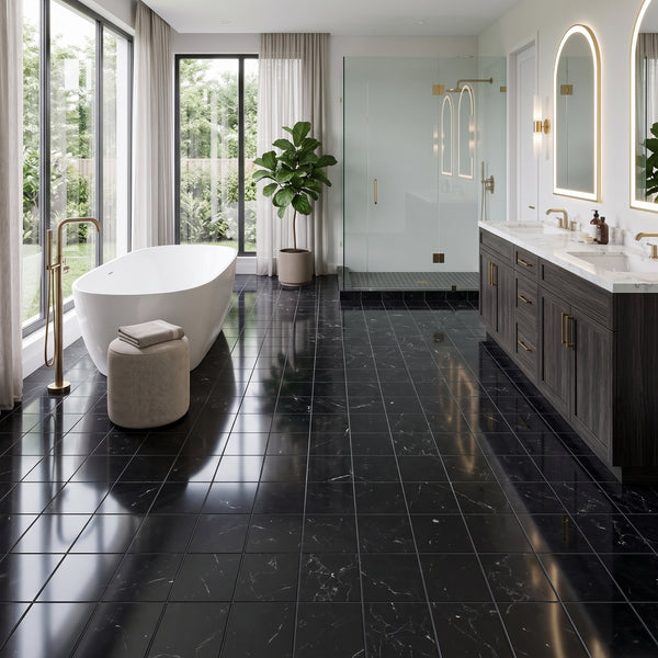 Nero Marquina Premium Polished Marble Tiles 12x12