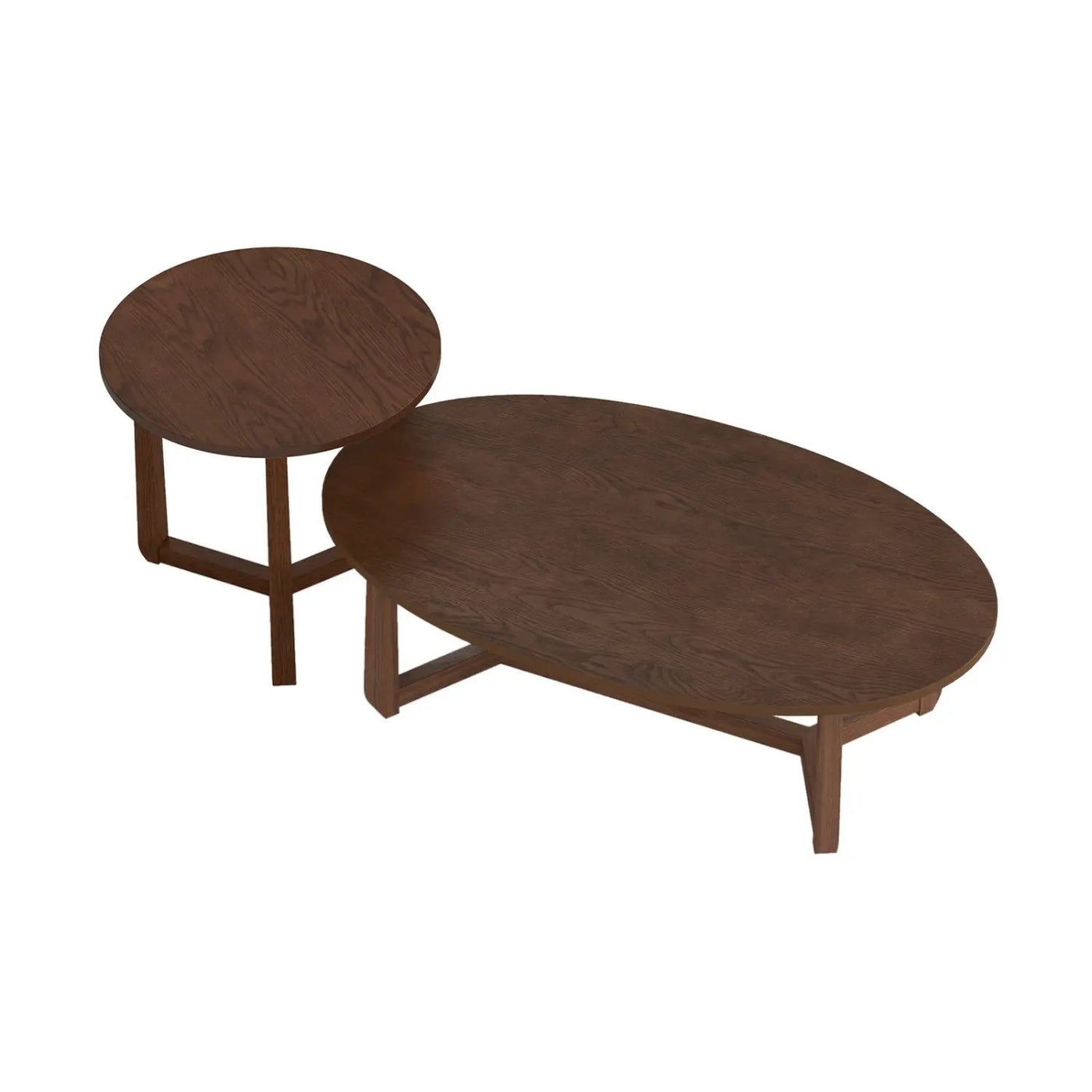 Nesting Coffee Table Set of 2 with Wood Veneered Top and Solid Rubber Wood Legs by DirectDeals