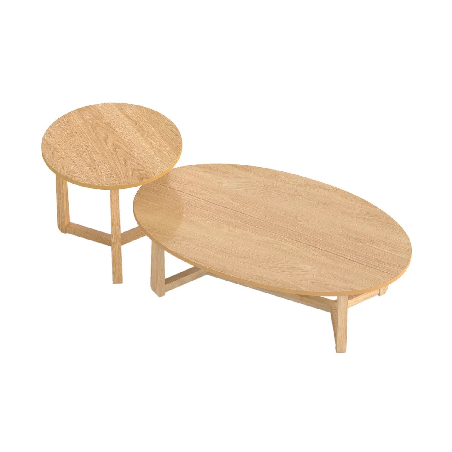 Nesting Coffee Table Set of 2 with Wood Veneered Top and Solid Rubber Wood Legs by DirectDeals