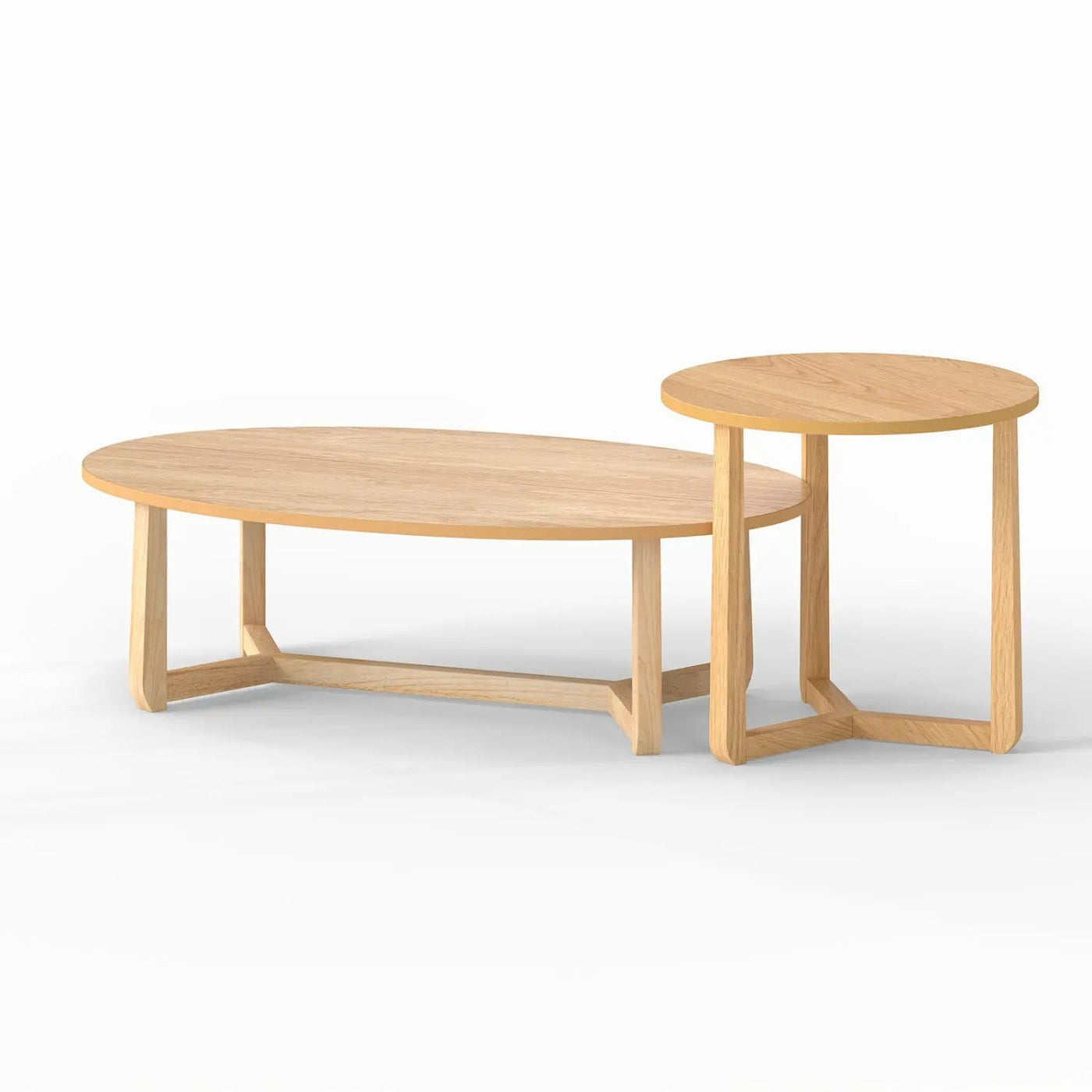 Nesting Coffee Table Set of 2 with Wood Veneered Top and Solid Rubber Wood Legs by DirectDeals