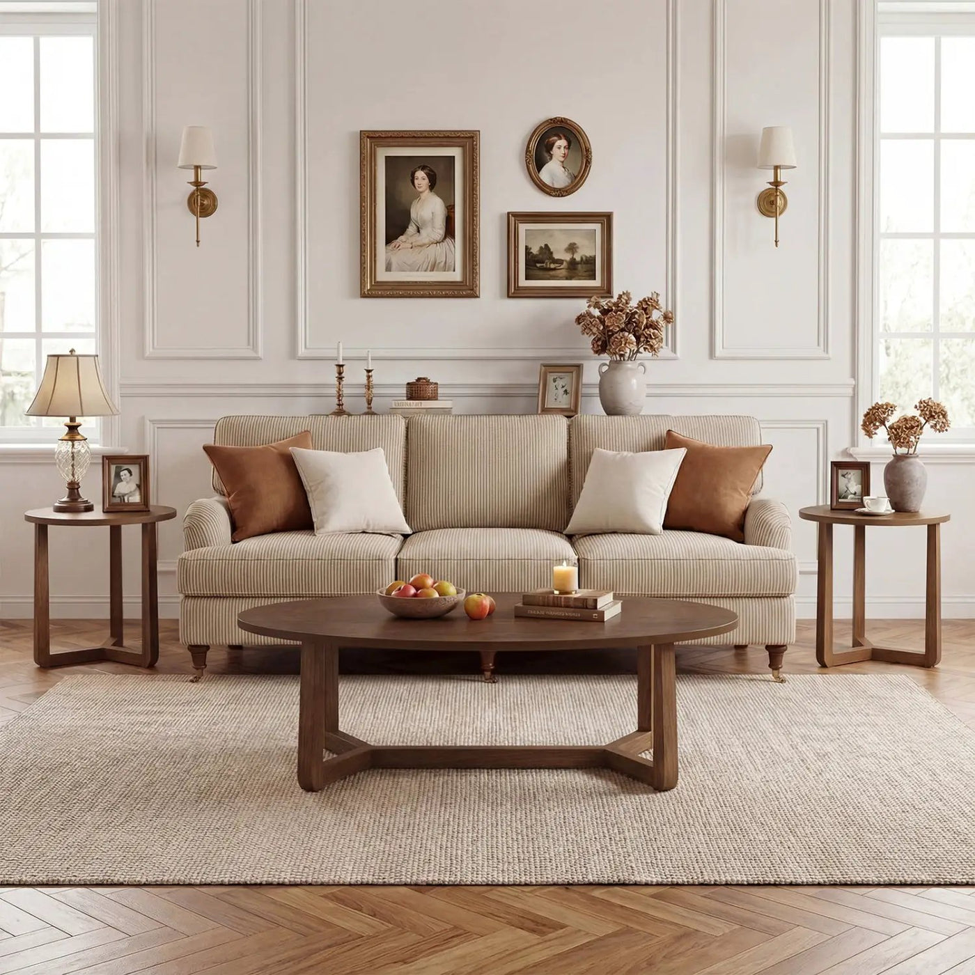 Nesting Coffee Table Set of 3 with Wood Veneered Top and Solid Rubber Wood Legs for Living Room by DirectDeals