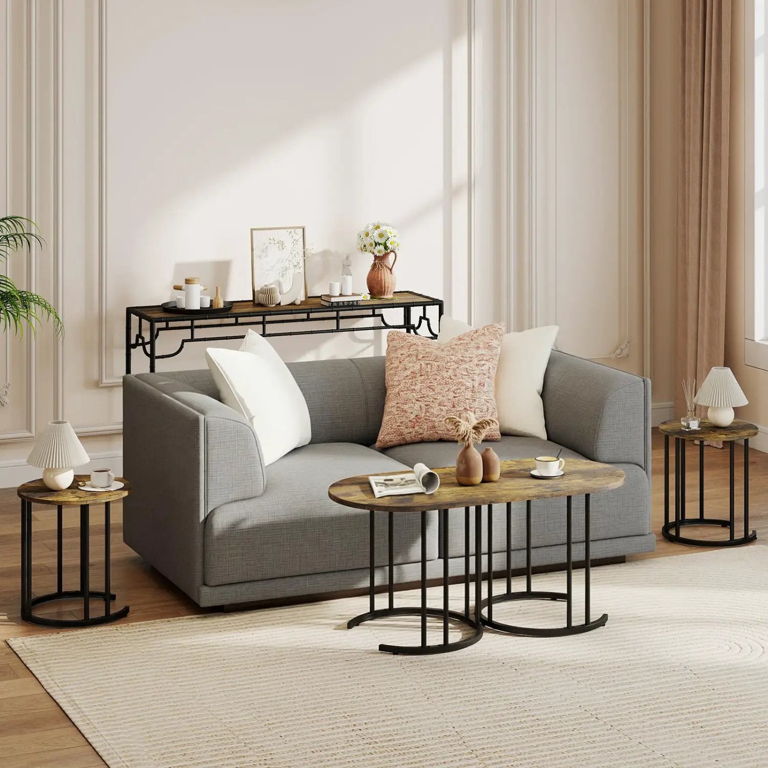 Nesting Coffee Table Set of 3 with Faux Marble Top by DirectDeals
