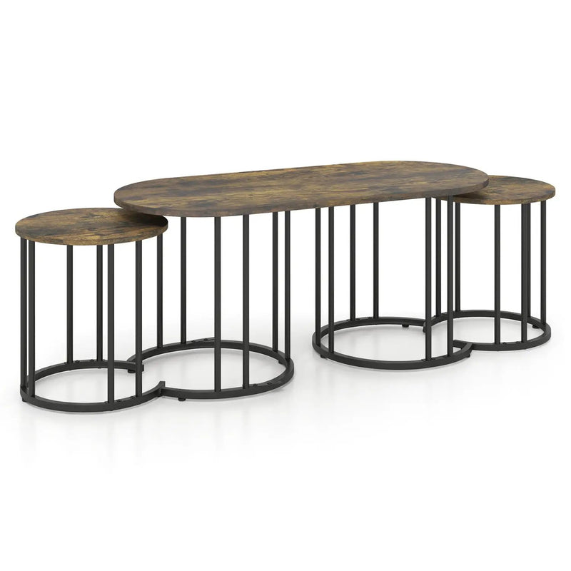 Nesting Coffee Table Set of 3 with Faux Marble Top by DirectDeals