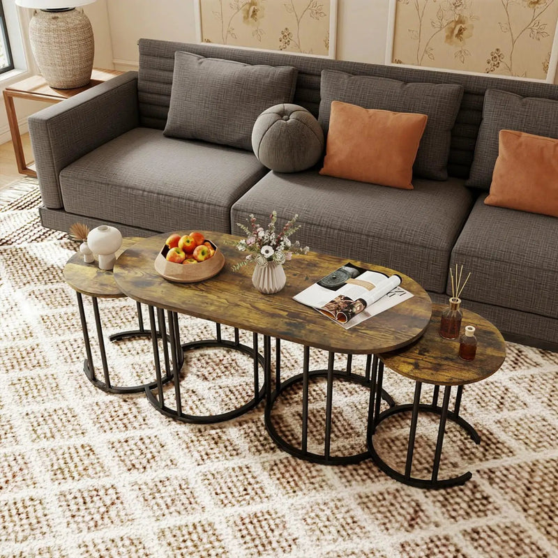 Nesting Coffee Table Set of 3 with Faux Marble Top by DirectDeals