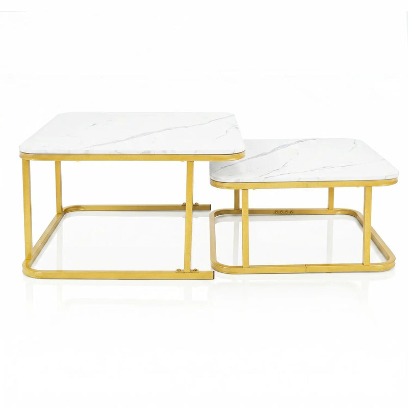 Nesting Coffee Table Set of 2 with Faux Marble Top by DirectDeals