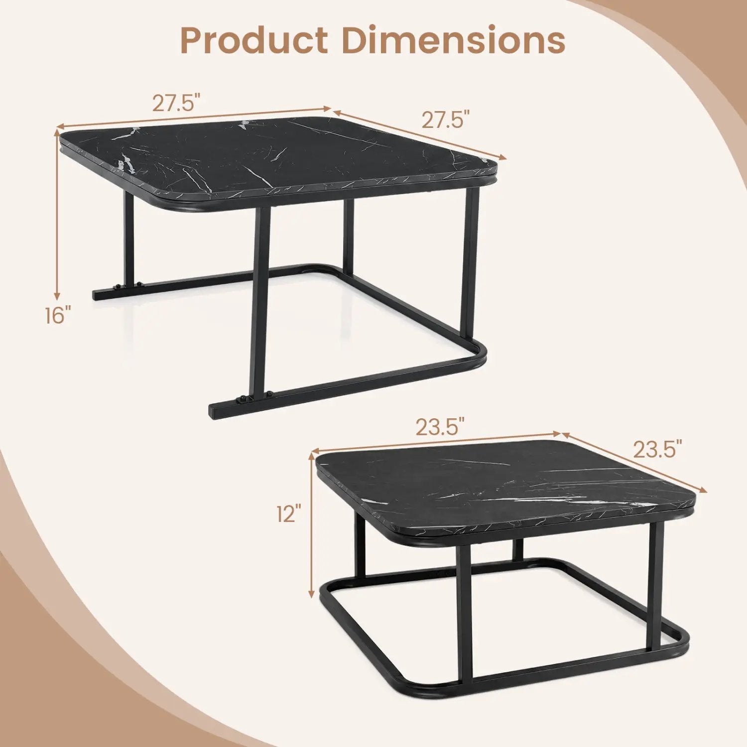 Nesting Coffee Table Set of 2 with Faux Marble Top by DirectDeals